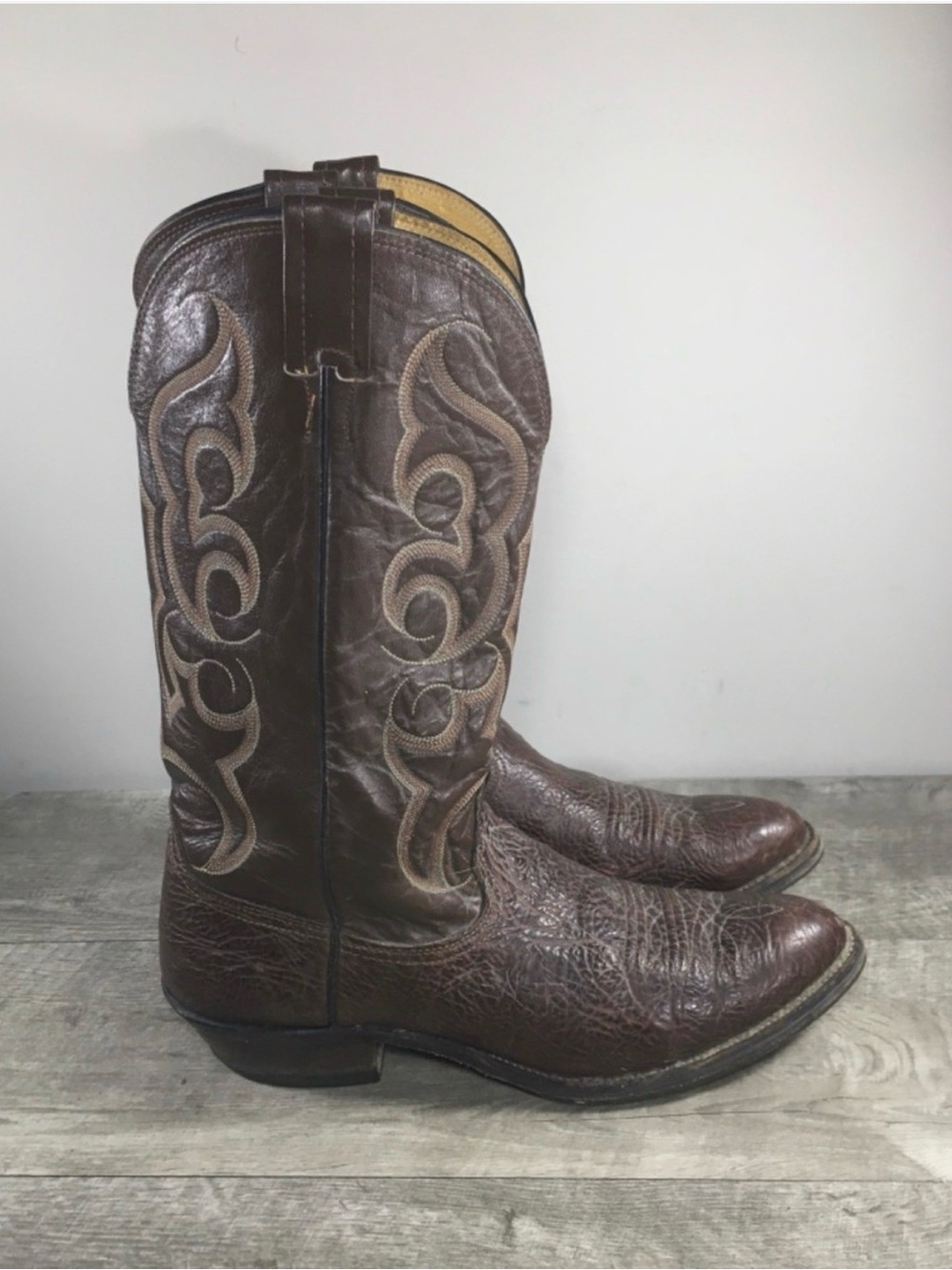 Vintage Nocona Leather Cowboy Western Almond Toe Biker Men's Boots Size 11 USA